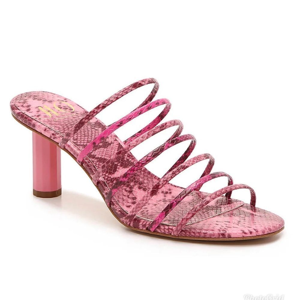 Revolve JLo Jennifer Lopez Radinka Pink Purple Snake Print Strappy Mule Sandal